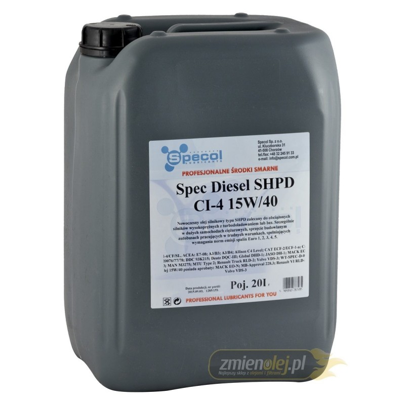 Olej silnikowy Specol SHPD CI-4 15W40 20L