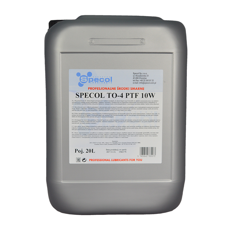 Olej przekładniowo-hydrauliczny Specol T0-4 PTF 10W 20 L