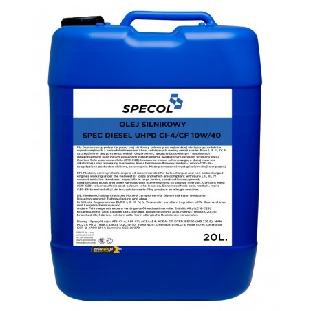 Olej silnikowy Specol UHPD 10W40 CI-4/CF 20L