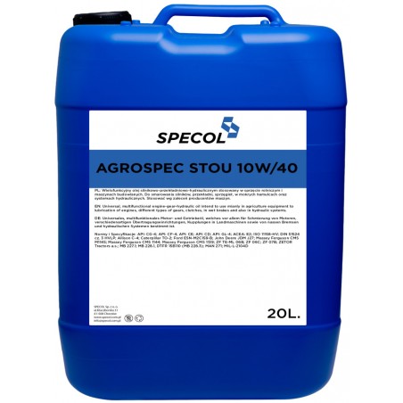 Olej hydrauliczno-przekładniowo-silnikowy Specol Agrospec Stou 10W40 20L